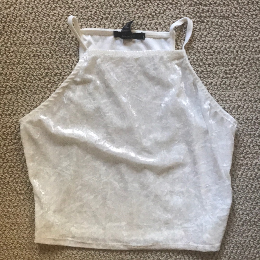 WHITE VELVET CROP TOP